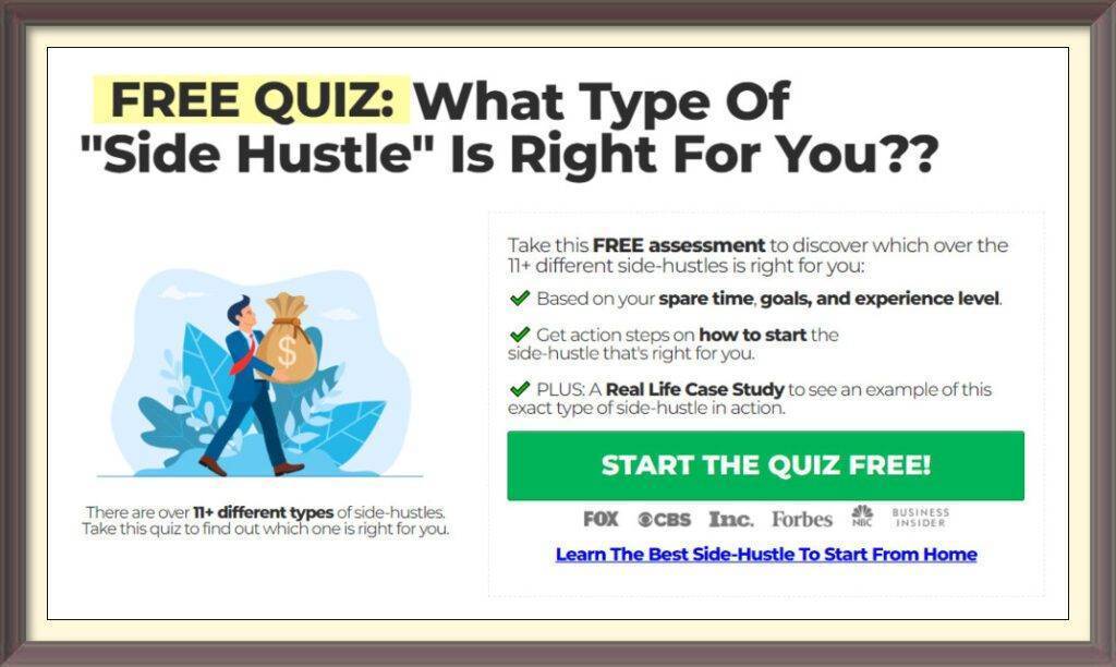 start the free quiz on what side-hustle is right for you