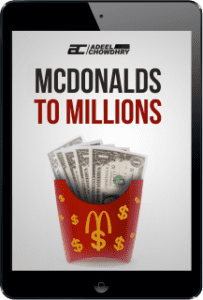 iPad displaying 'McDonald's to Millions' text, representing a journey from fast food to financial success.